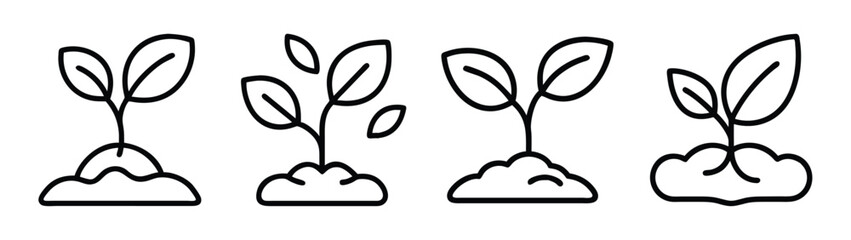 Seedling sprouts growing from soil vector illustration for agriculture and gardening projects