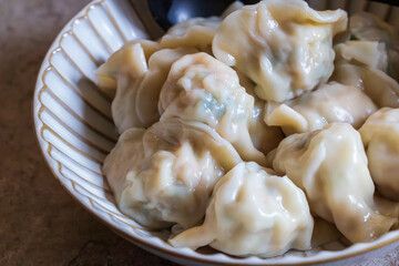 Traditional Asian dumplings served on a plate