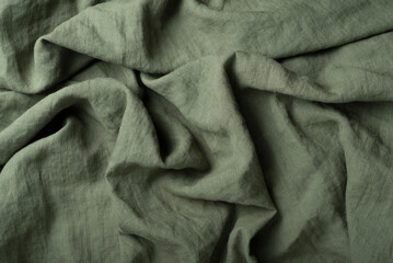 waves of green linen fabric