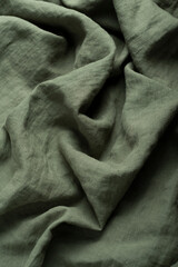 waves of green linen fabric