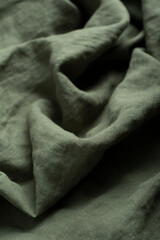 waves of green linen fabric