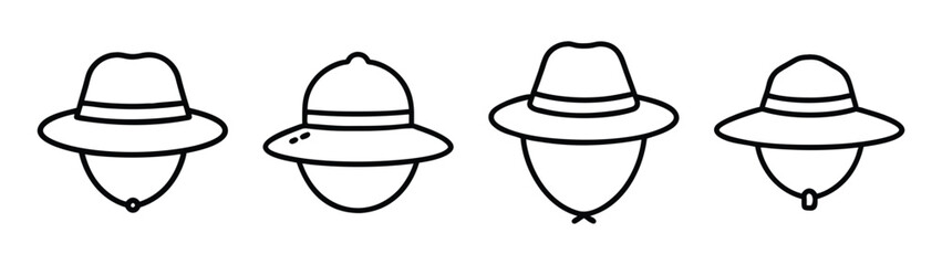 Illustration of four stylized chess pieces with different shapes and sizes in black and white