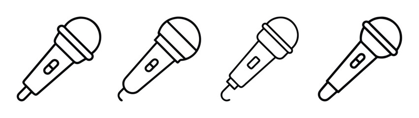 Four microphone drawing vector illustration for karaoke singing podcasting and audio recording use case
