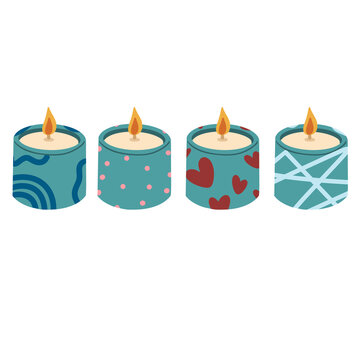 Abstract Candle Set Clipart Illustration 