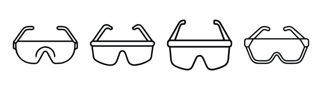 Safety glasses goggles vector illustration: eye protection eyewear for work and lab safety equipment