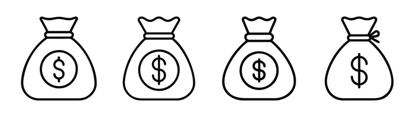 Money bag vector illustration, dollar sign, cash, wealth, finance, investment, income, savings, currency