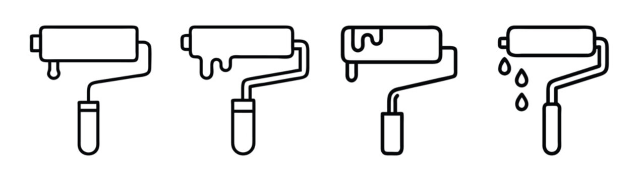 Paint roller vector illustration set for home improvement and painting projects and diy design