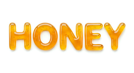 Honey text image for sweet food concepts and natural sweetener products on white background isolated view on transparent background