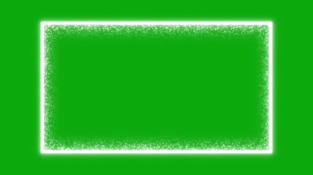 Sparkling glitter rectangle border frame outline with green screen for christmas and decorations