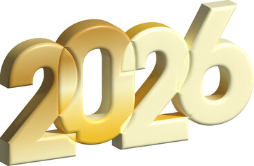 2026 New Year Gold 3D Typography
