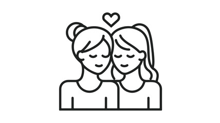Obraz premium Lesbian Couple Love Concept LGBT Vector Line Icon Woman