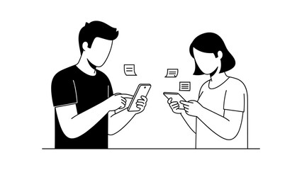 Couple using smartphone for communication