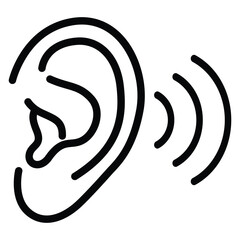 Simple Black Line Drawing of an Ear with Sound Waves graphic representation ear radiating