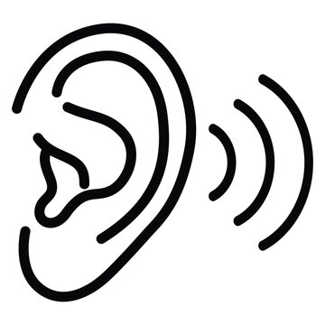 Simple Black Line Drawing of an Ear with Sound Waves graphic representation ear radiating
