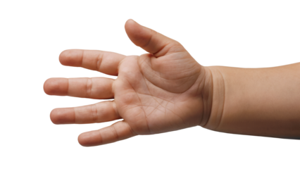 Cute baby hand with an open palm, symbol of innocence and new life, for parenting, healthcare, and family concepts, isolated.