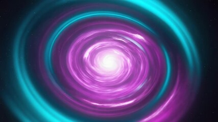 A mesmerizing spiral vortex of purple and cyan light, drawing inwards towards a brilliant white core, set against a starry night sky - Powered by Adobe