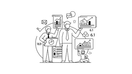 Business team analyzing data and statistics