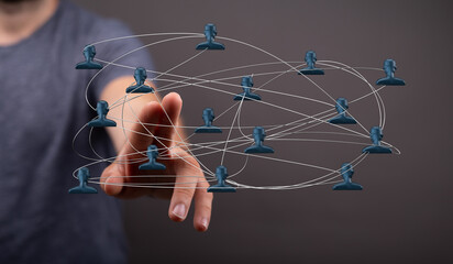 Abstract network of people linked by connecting lines. Representing concepts of communication, teamwork, and global connection. High quality vis