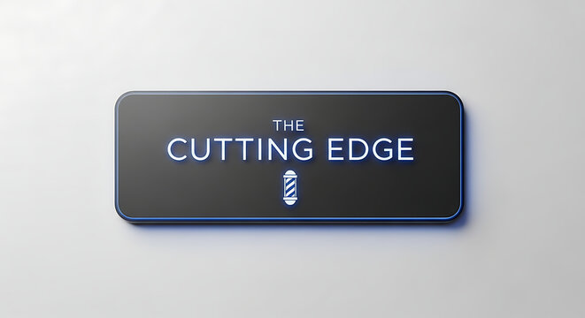 Cutting Edge: a sleek, modern sign with a minimalist design in the hair salon.
