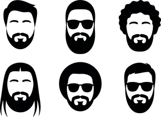 Diverse Facial Hair Styles Bearded Men Silhouettes Illustration Graphic Resource