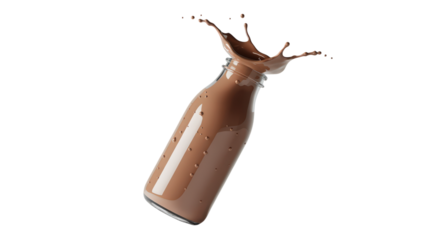Chocolate Milk Splash in a Glass Bottle