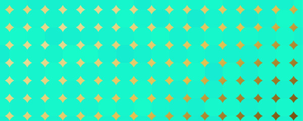 a repeating pattern of circles in varying shades of teal with diamond shapes in gold tones