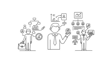 Businessmen are presenting data