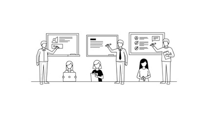 Business presentation with team members