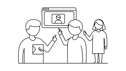 People having a video call, online communication