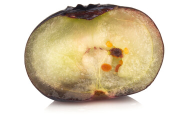 blueberry cut slice half on a white background