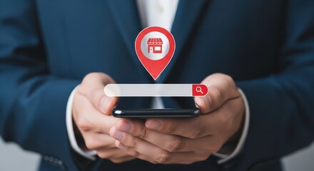 Location pin smartphone search internet navigation app mobile device online map