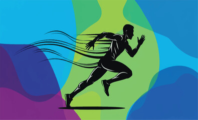 Dynamic illustration of a person in motion running with energy