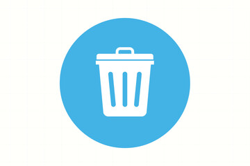 Trash can icon on a blue circle background symbol for delete and recycle vector
