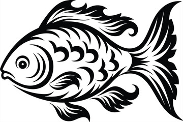Fish in monochrome abstract showcases intricate details and elegant artistic expressions