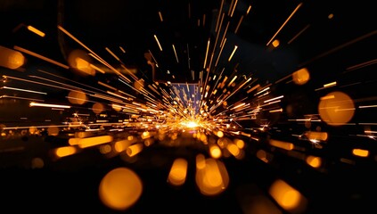 Emanating Sparks A Fiery Display of Light and Motion, Captured in Dynamic Stillness.