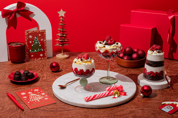 Christmas brownie trifle dessert with layers of delight