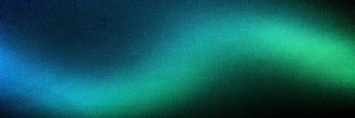 Black dark green blue emerald petrol teal lime yellow white abstract background. Color gradient blend. Line wave curved. Bright light flash glow glitter neon metallic. Noise grain mesh. Wide banner.