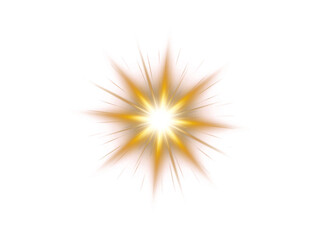 Bright sun flare and lens glare effect. PNG yellow light effect reflections.