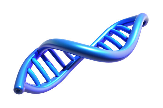 Glowing neon blue 3d dna helix isolated for science and genetics projects isolated on transparent background