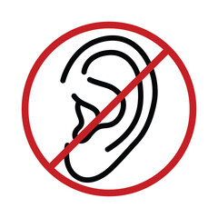 Simple Black Line Drawing of an Ear with Sound stop