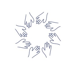  people hands around in circle  logo illustration