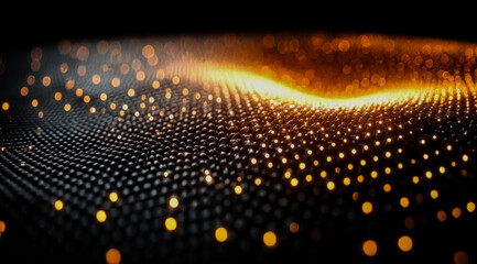 Black and orange background with a lot of dots. The dots are yellow and they are scattered all over the background