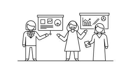 Businesswomen presenting financial data