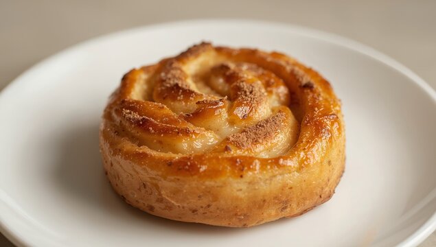 Golden Swirl A Pastry Delight with a Gentle Touch of Spice, Presented on White.