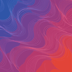 Abstract graphic design with a dynamic wave pattern in vibrant color gradients. Abstract lines in a flowing, organic pattern over a blended color background.