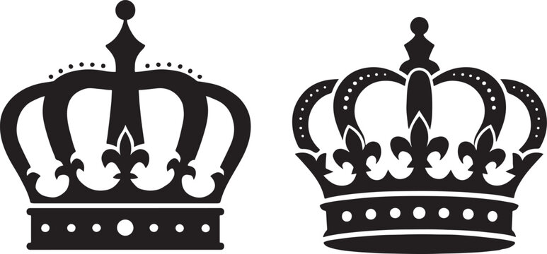 Naklejki royal crown set silhouette line art vector. eps