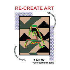 RE-CREATIVE ART T-shirt design for men featuring modern typography, stylish graphics, and motivational elements, perfect for casual wear, streetwear, and print-on-demand.