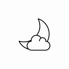 cloudy night moon icon sign vector