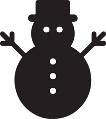 Classic Snowman Silhouette with Button Details – Black Winter Figurine for Holiday Decor and Web Graphics
