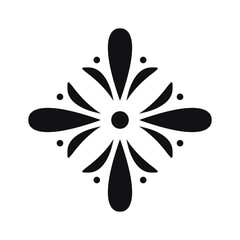 Elegant Black Floral Ornament Vector - Symmetrical Decorative Pattern Design